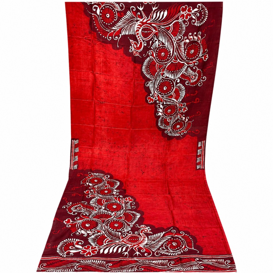 Pure Silk Hot Red Color Churidar Piece